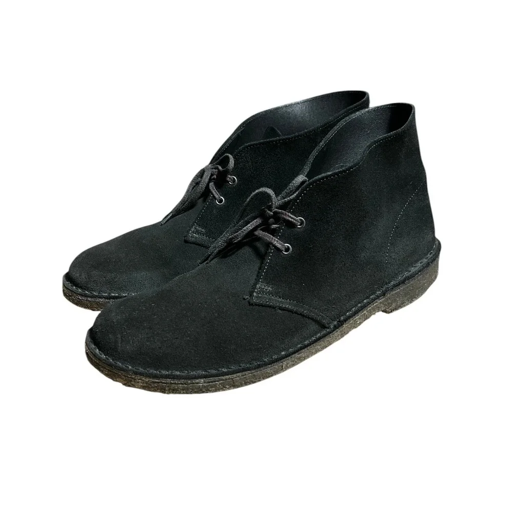 Clarks Desert Boot Mens Size 9 Black Suede Chukka Crepe Sole Mid Top Shoes